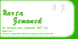 marta zemanek business card